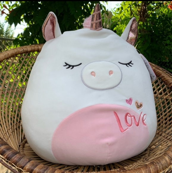 Squishmallows Toys Large Raquel White Unicorn Squishmallow Rose